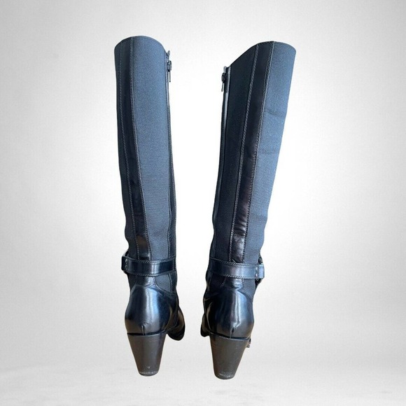 AGL Atillio Leombruni tall black leather heeled boot size 6.5 36.5 Made in Italy - Picture 3 of 11